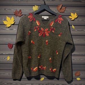 DRESS BARN FALL LEAF SWEATER SIZE LARGE